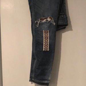 Distressed + Embellished Denim Jeans